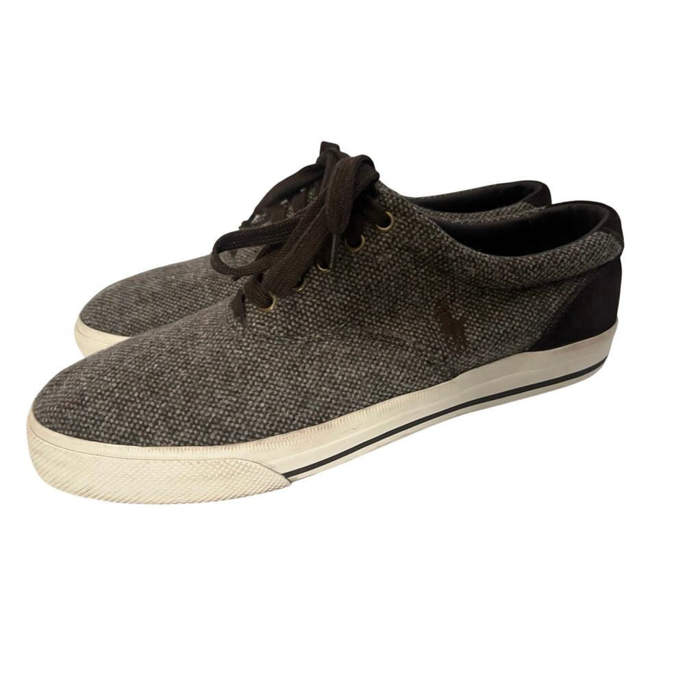 Polo Ralph Lauren Vaughn Men’s 12D Donegal Wool Suede Sneakers Brown